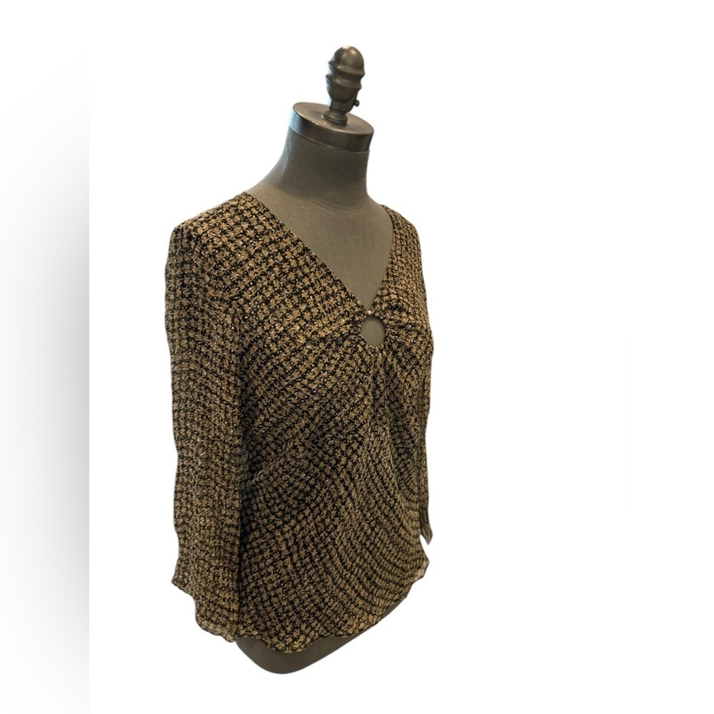 Allison Taylor Vintage Silk Blouse Cutout Ring Large